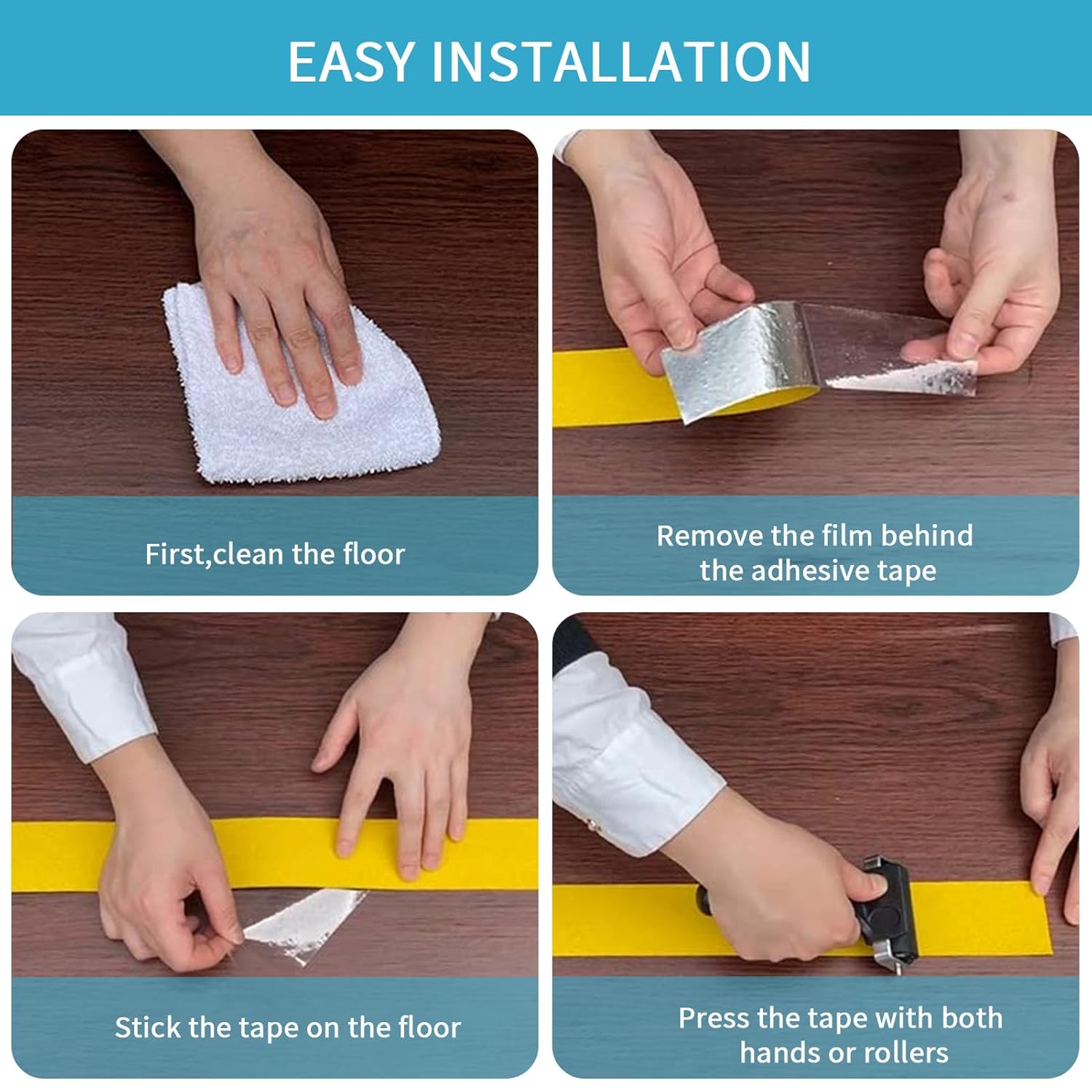 Aluminum Foil Anti Slip Tape 6" x30FT Yellow Heavy Duty Aluminum Tape for Stairs Grip, Outdoor & Indoor Safety, Waterproof Non-Slip Traction Tape for Steps, Bathroom, Pool, Walkways