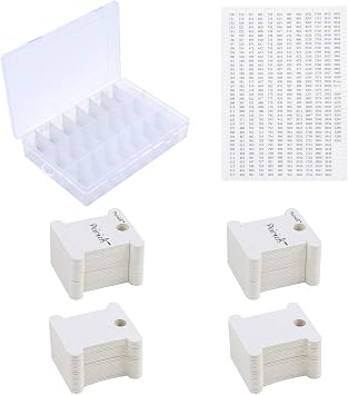 Peirich Embroidery Floss Organizer Box - 24 Compartments with 100 Hard Floss Bobbins and 459 Color Number Stickers