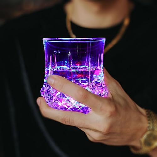 Miniatura 3 de Paquete de 2 vasos de luz intermitente activados por líquido, gafas LED multicolor divertidas con luz para beber, copas de vino brillantes con luces