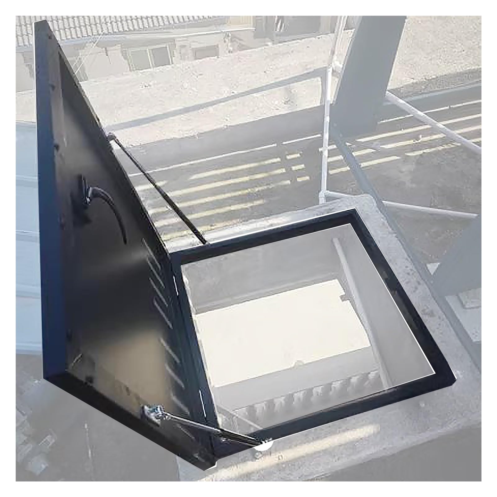 Puerta de acceso al desván de 50x100cm: placa de cubierta de metal negro