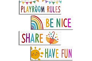 4 Pieces Playroom Rule Wall Decor - 'Be Nice, Share, Have Fun'...