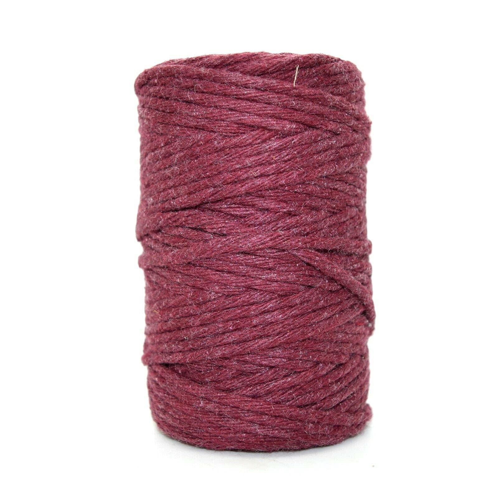 Premium Maroon Macrame Cord, 50 m / 164 ft of 2 mm Thick Natural Cotton Thread Yarn Macrame Rope for Wall Hangings, Plant Hangers, DIY Crafts, Home Decorations, Gift Wrapping (Reel)