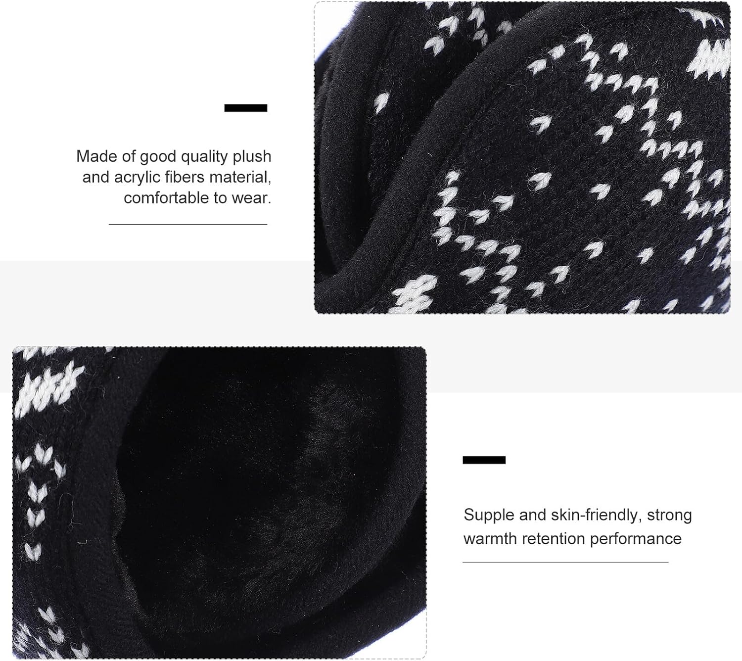 Foldable Plush Earmuff Winter Ear Warmer Knitted Ear Cover Soft Warm Protection for Outdoor Sports Men Women Cold Weather