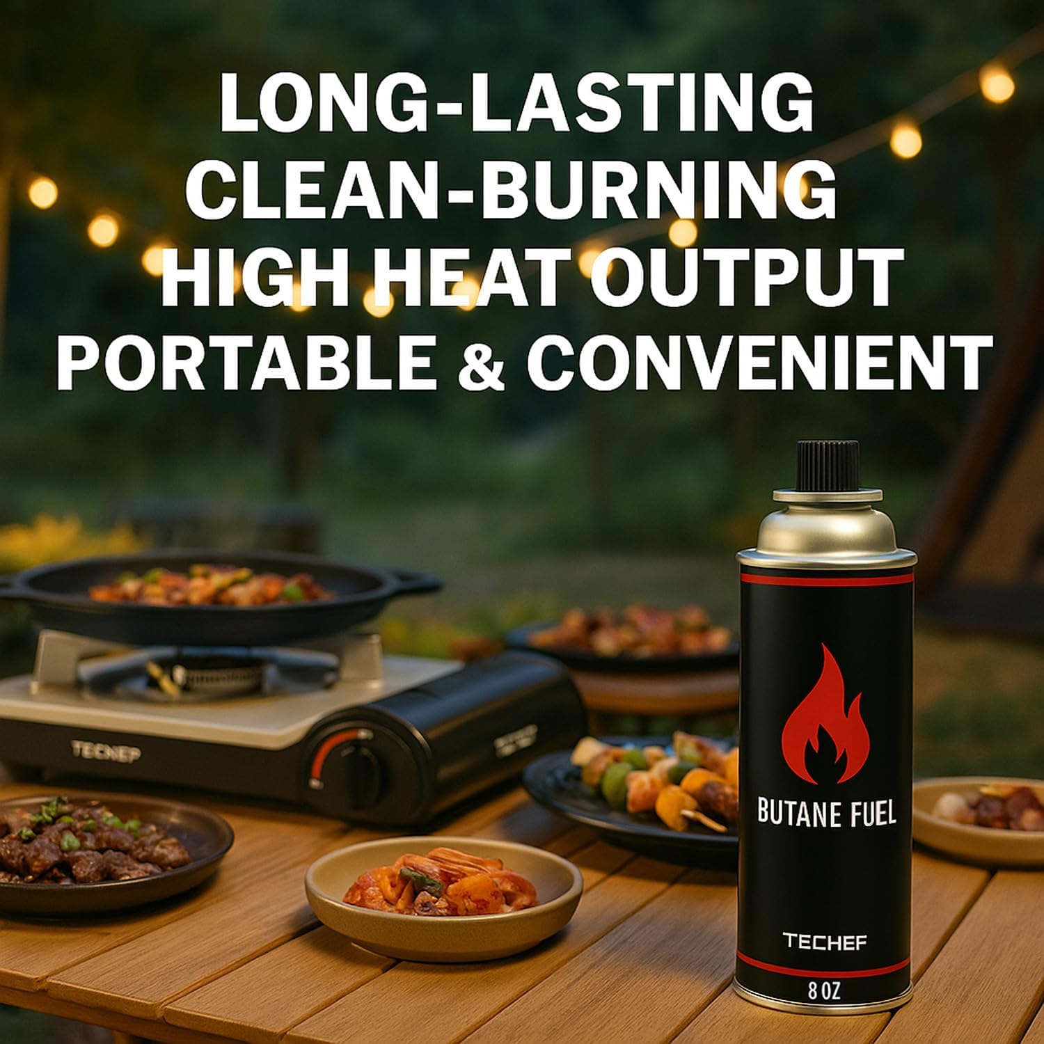 8oz Butane Gas Fuel Canisters Cylinders Tin with Dual Safety System for Portable Gas Stoves, Camping Stoves, Gas Burners, Cooking Torch, UL Listed, Made in Korea