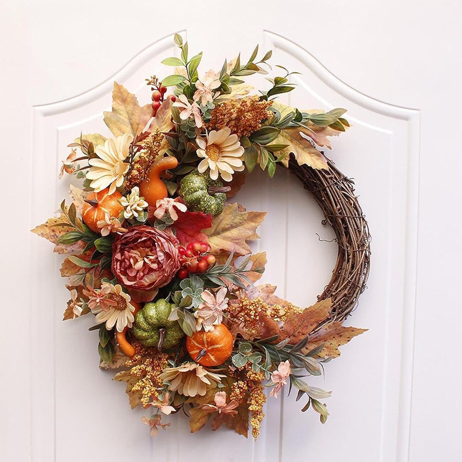 Pumpkin Fall Wreath Door Hanging Wreath Restaurant House Autumn Artificial Wreath Thanksgiving Harvest Wreath