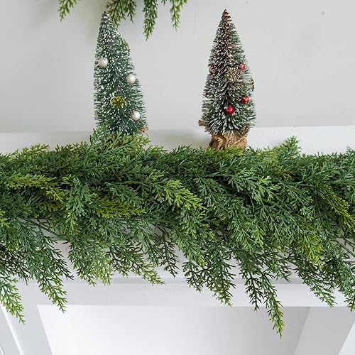 Miniatura 6 de 1 guirnalda de cola de gato densa de Navidad  6 pies (5.9 ft) de un solo tenedor realista de tacto realista, planta verde pino artificial para