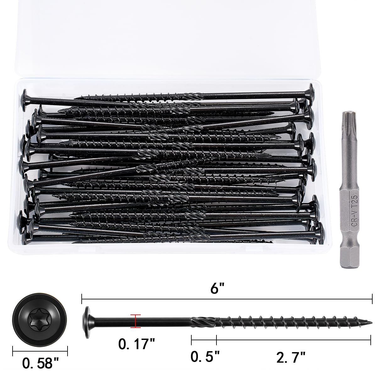 100 tornillos de construcción resistentes #14 x 6 pulgadas