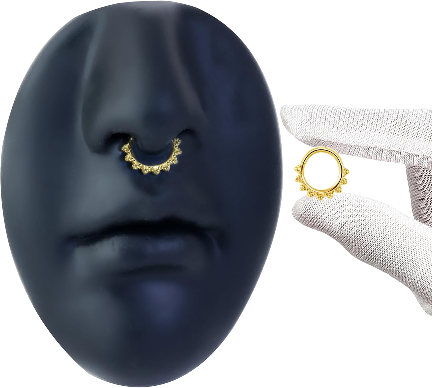 16g Flower Septum Rings: Surgical Steel Nose Ring, Helix Cartilage Clicker Hoop Earrings Daith Piercing Body Jewelry for Women Men 8mm/10mm - Image 7