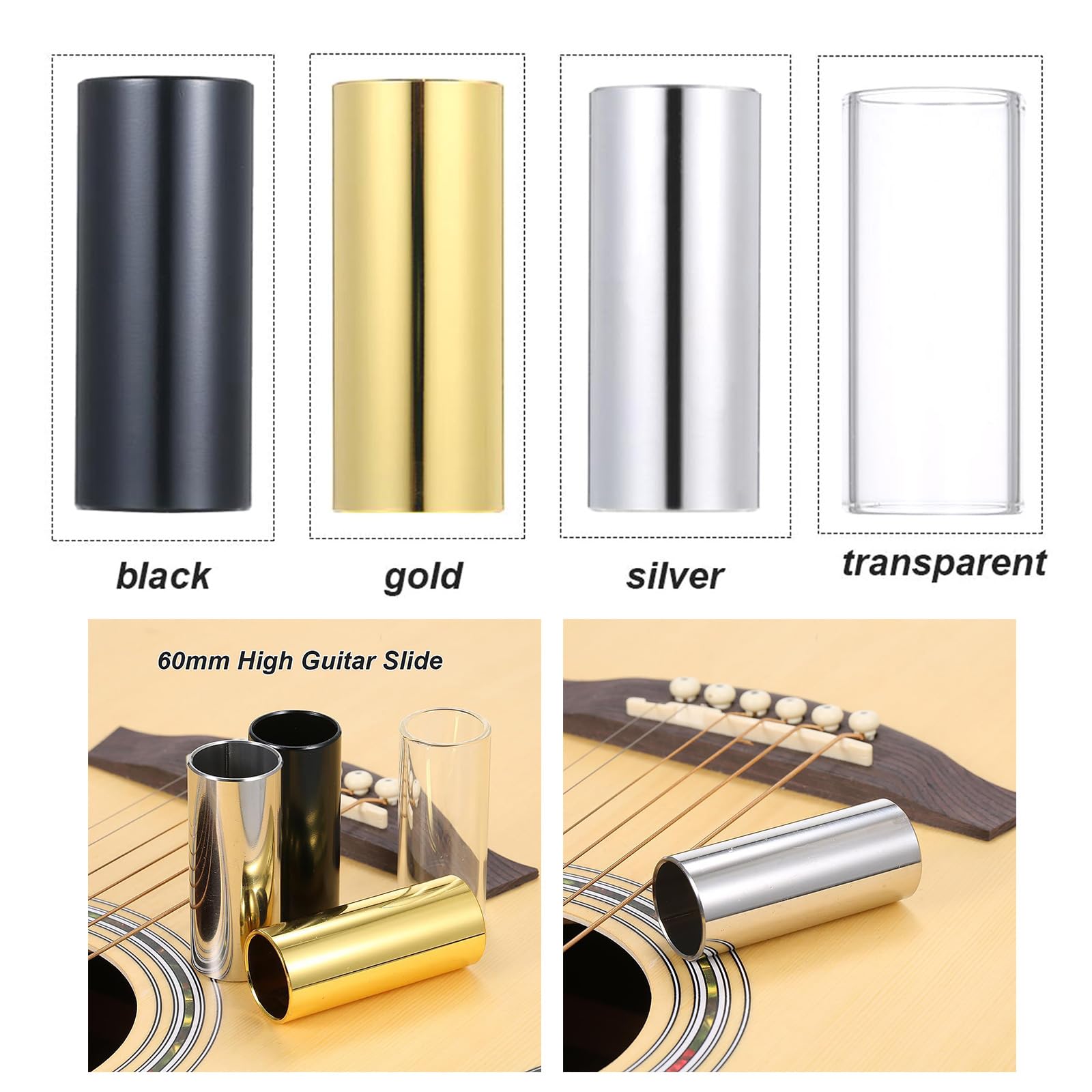 HeOTER Stainless Steel Guitar Slide Finger and Knuckles Slide Metal Guitar Slide for Electric Guitar Bass Stringed Instruments