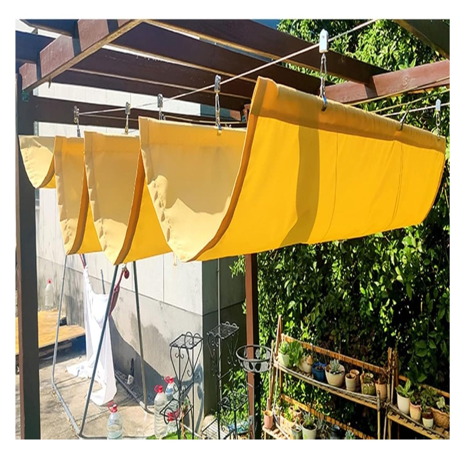 Voile d'ombrage rétractable pluie incluse avec toile ondulée 3m