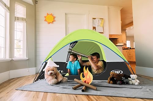 Vista 6 de Camping Tent 2 Person, Waterproof Windproof Tent with Rainfly Easy Set up-Portable Dome Tents for Camping Verde fluorescente