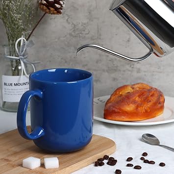 Smilatte 20 OZ Large Coffee Mug, M016 Plain Ceramic Big Tea Cup with Handle for Dad Men, Blue