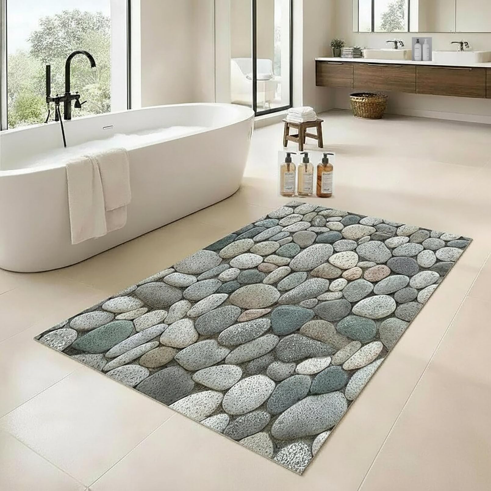 Badematte rutschfest 60x80 cm Duscheinlage rutschfest Duschmatte mit Fliesenmuster Weich Komfort PVC Antirutschmatte dusche mit Ablauflöchern,Hohe Wasserdurchlässigkeit,für Nassbereiche