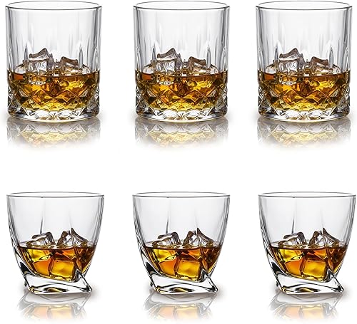Miniatura 7 de Vasos de whisky antiguos de 9, 10, 11 onzas, estilo bourbon, licor y bebidas de cóctel, vasos escoceses, vasos de bar, juego de 6 Vaso de