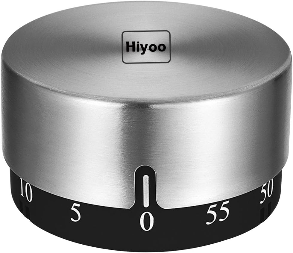 Timer Kitchen Timer 60 Minute Timing with 80dB Alarm Sound Magnetic Countdown Timer Home Baking Cooking Steaming Twist Manual Timer Stainless Steel Face Mechanical Hair Rotate Timer (60 Min)