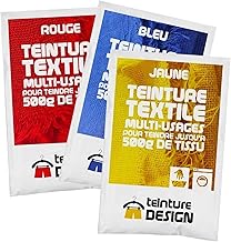 Pack of 3 sachets of Textile Dye – Blue, Red and Yellow – Universal Dyes, Tie Dye, Batik, Shibori