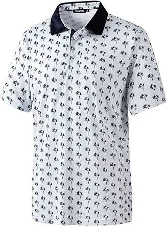 Golf Shirts for Men Dry Fit Performance Print Short Sleeve Moisture Wicking Golf Polo Shirts