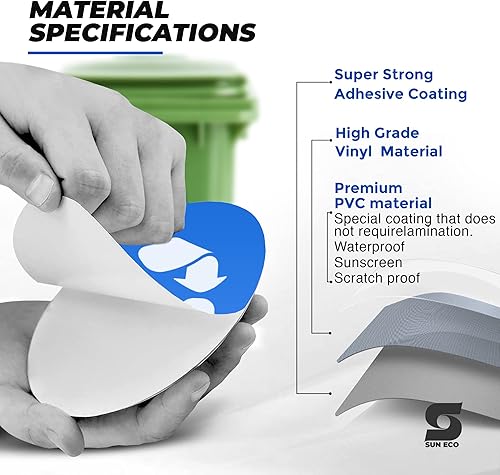 Miniatura 3 de Adhesivo de vinilo para reciclaje y basura, 3 pulgadas (paquete de 4) autoadhesivo de vinilo laminado, resistente al agua para interiores y
