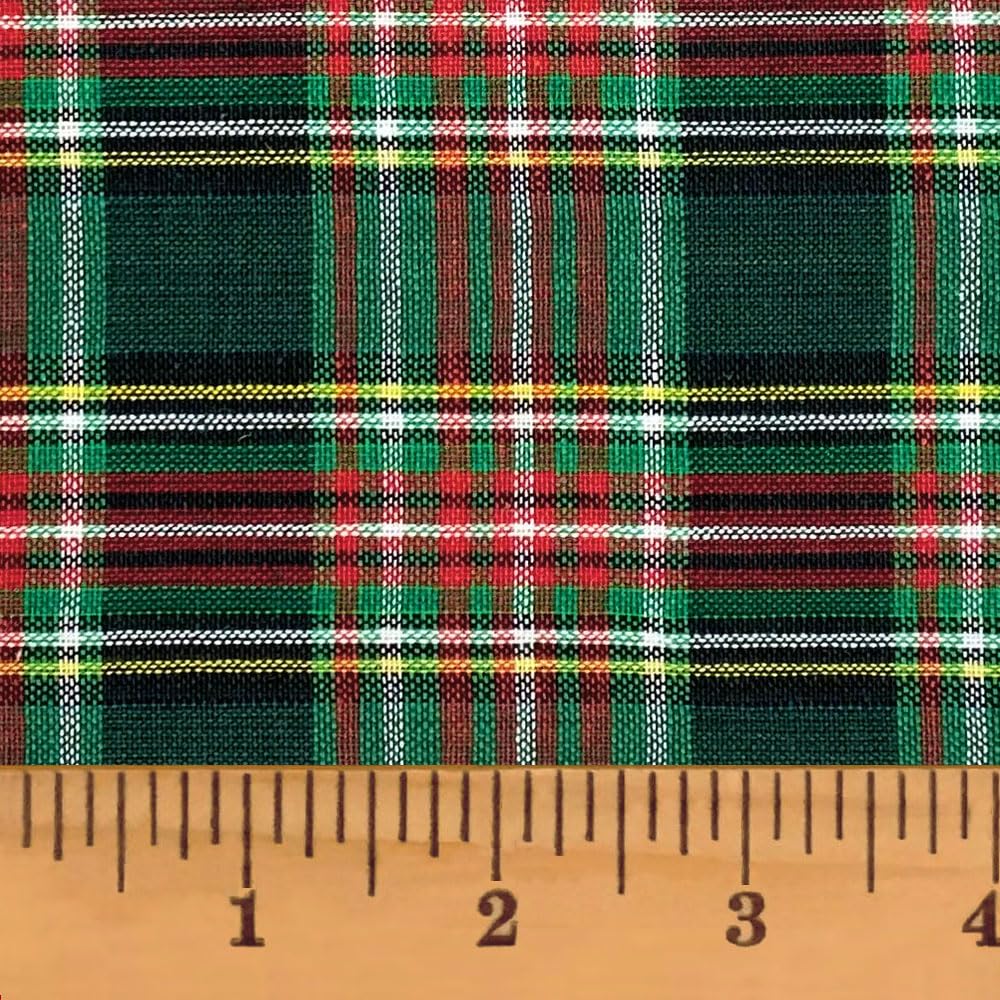 McCuan Green Tartan Plaid Cotton Homespun Fabric by JCS - Sold by The Yard