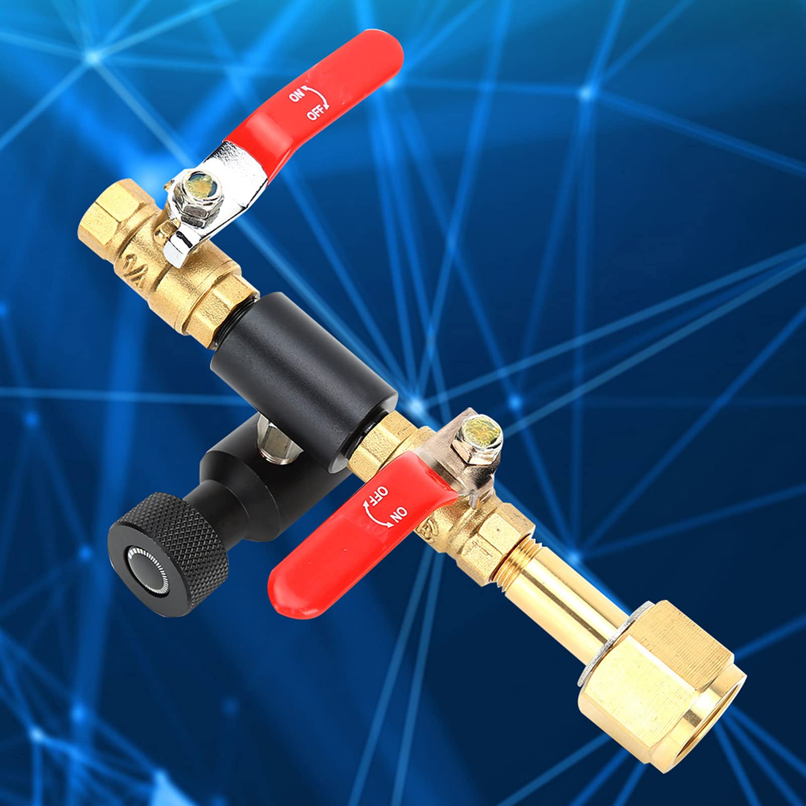 Oumefar Adapter cylindra sodowego, adapter do napełniania cylindra CO2 domowy podwójny zawór CGA320 z czarnym zaworem sodowym ASA do Profesjonalne narzędzia