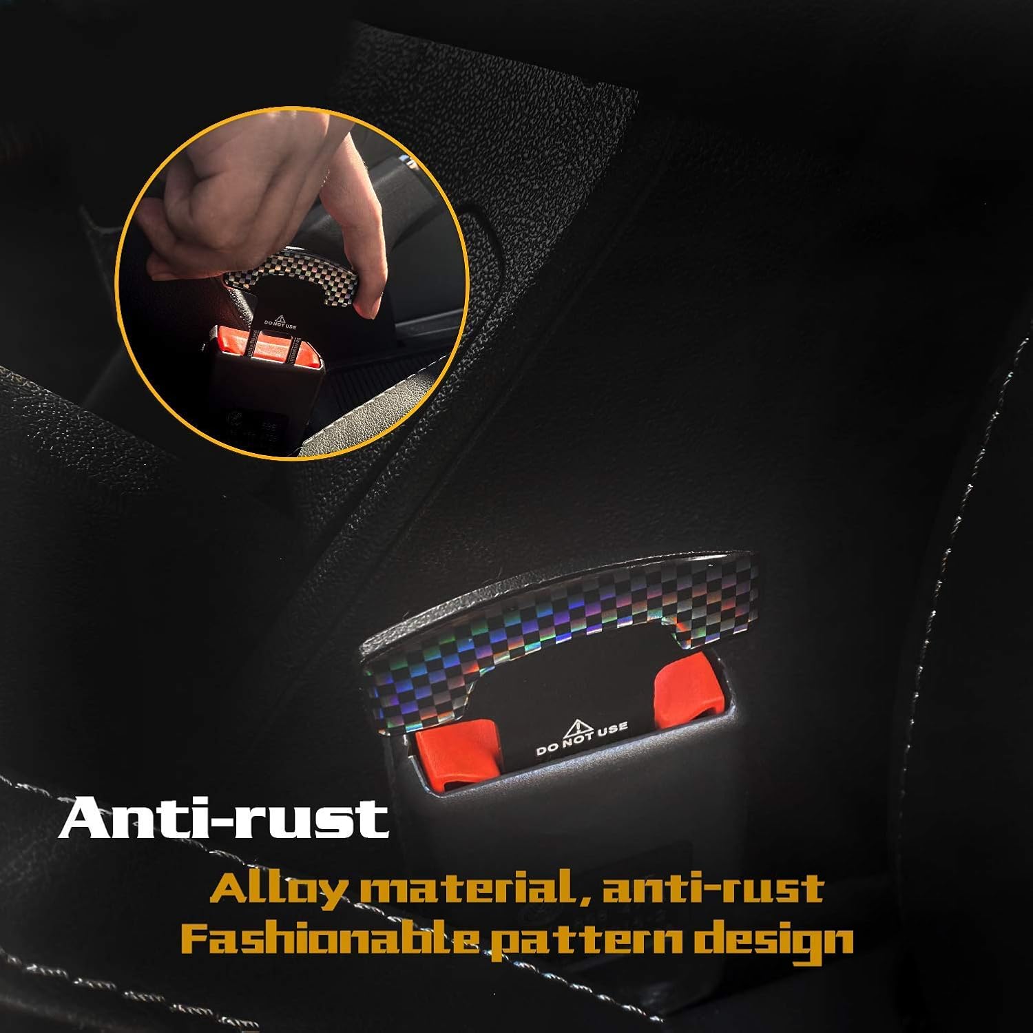 2 Pack Car Seat Belt Clip, Universal Car Seat Belt Silencer Metal Tongue, Seat Safety Belt Buckle Auto Metal Seat, Universal for Most Vehicle (Black): Automotive