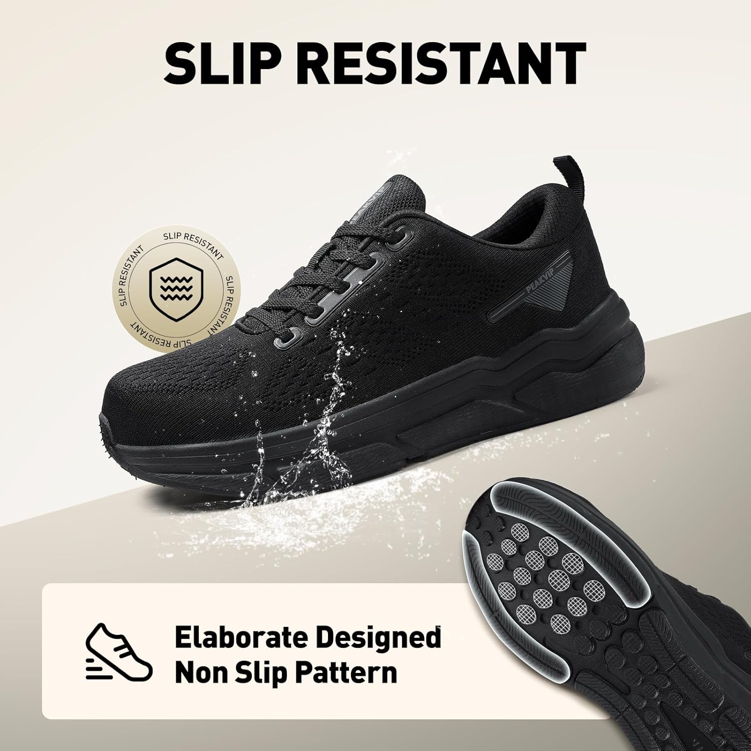 Wide Steel Toe Shoes for Men Orthopedic Safety Shoes with Arch Support, Waterproof Non Slip Work Shoes Comfortable Cushioned Walking Shoes