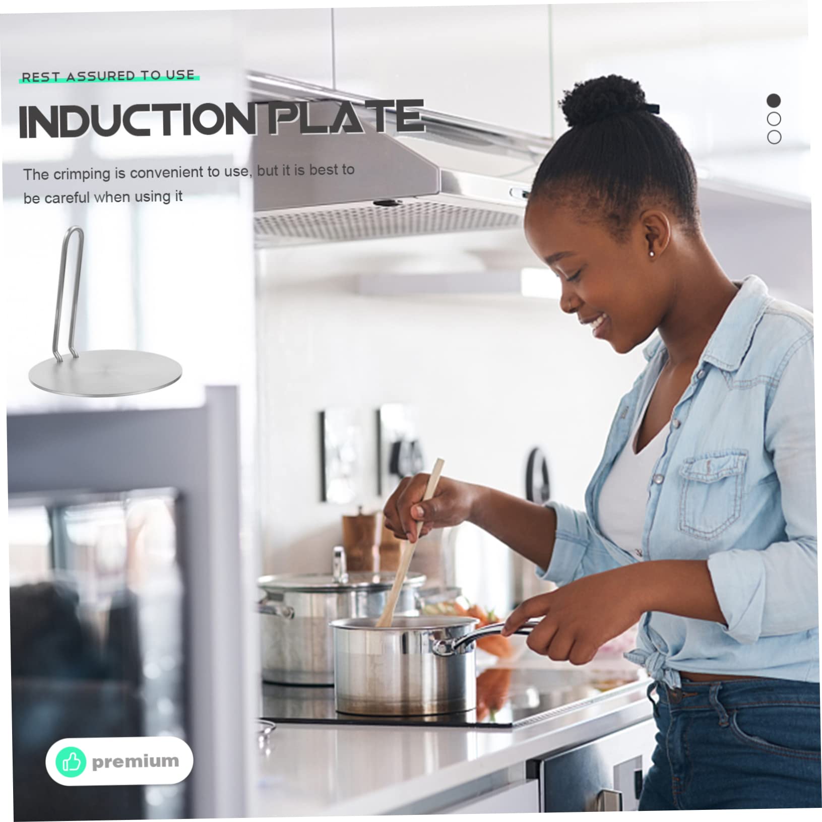 GLEAVI Difusor de Calor para Placa de Cocina con Mango Desmontable Mejora Calidad y Cocción Prolongada de Acero Inoxidable Apto para Estufa Eléctrica Gas