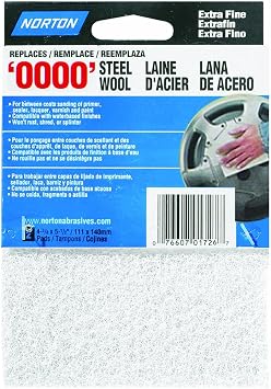 Norton 01726 Synthetic Steel Wool, White, 2-Pack, White, 4-3/8" x 5-1/2"