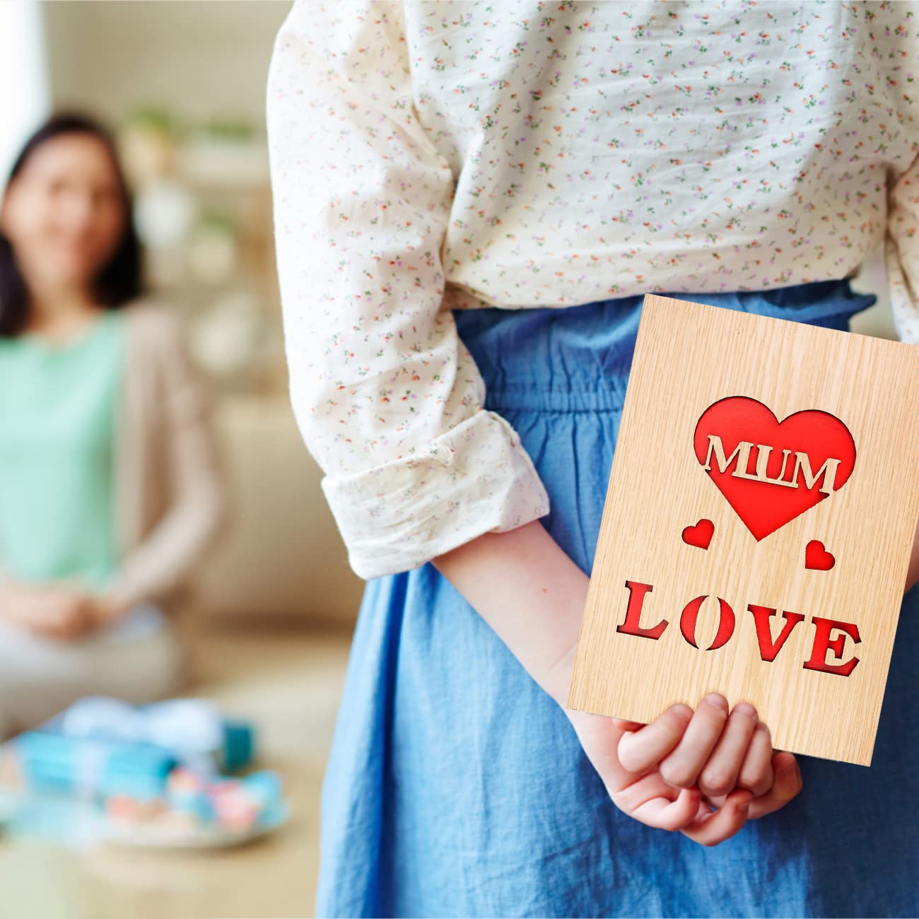 LOVEXIU Carte De Vœux Maman,Carte De Voeux En Bois Maman