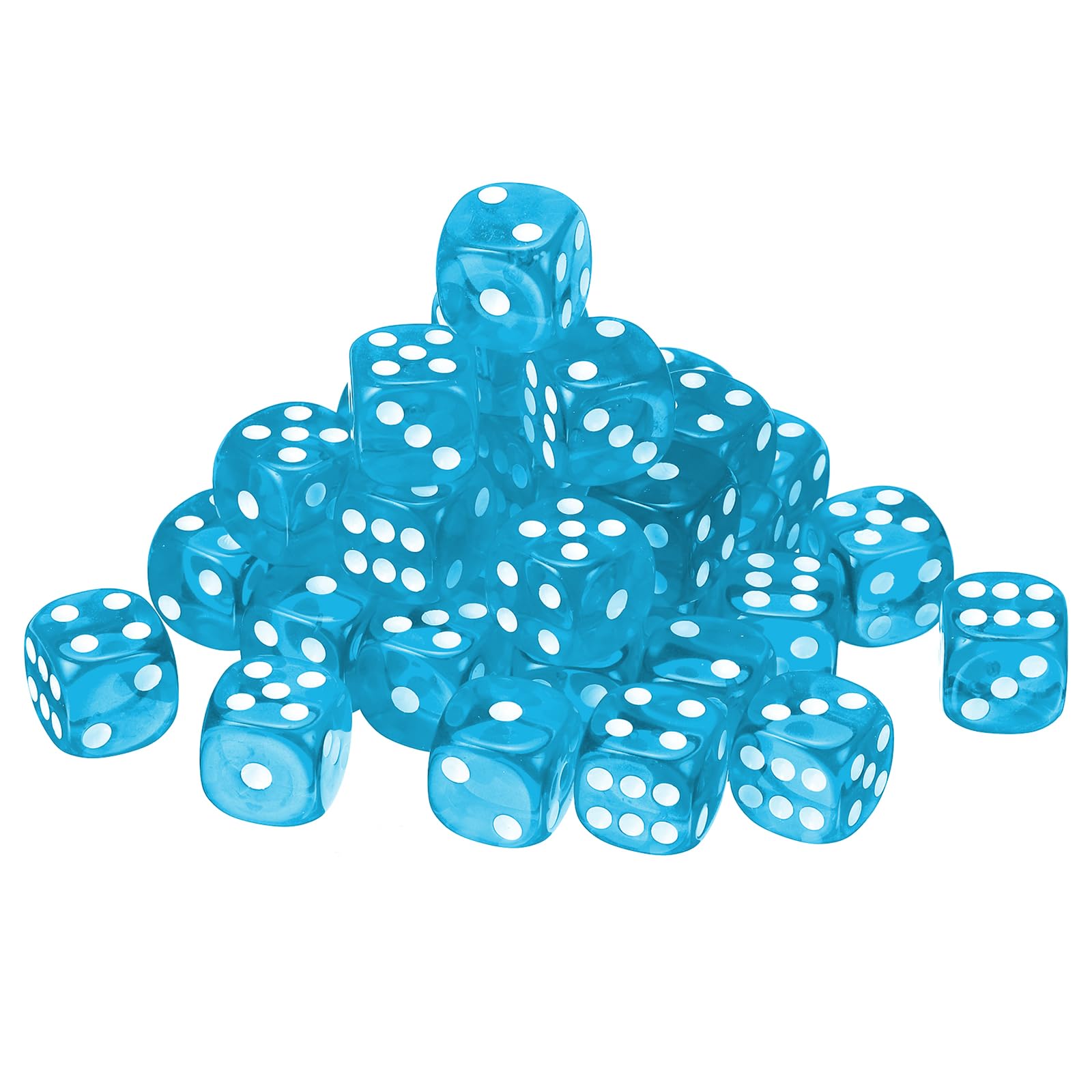 sourcing map 40Pcs 6 Sided Acrylic Dice, 16mm Game Dice Sky Blue