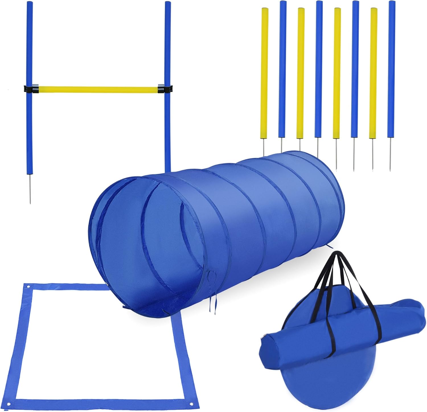 Dog Agility Equipment, Agility Training Equipment for Dogs with Agility Tunnel, Included Carry Bag & Displacing Top Bar,Agility Course for Dogs