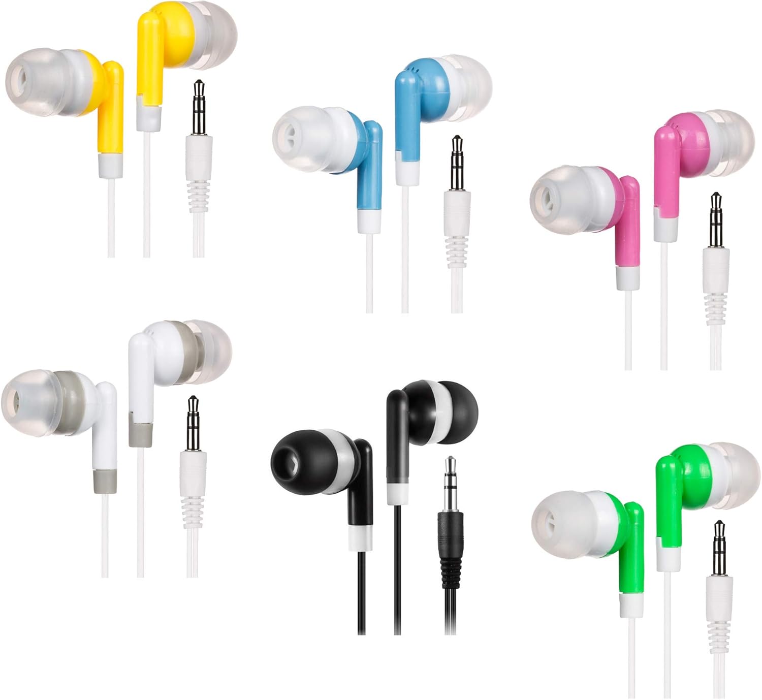 Deal Maniac Wholesale Kids Bulk Earbuds Headphones (50-Pack) Earphones, Multi Color,for Schools, Libraries, Hospitals by
