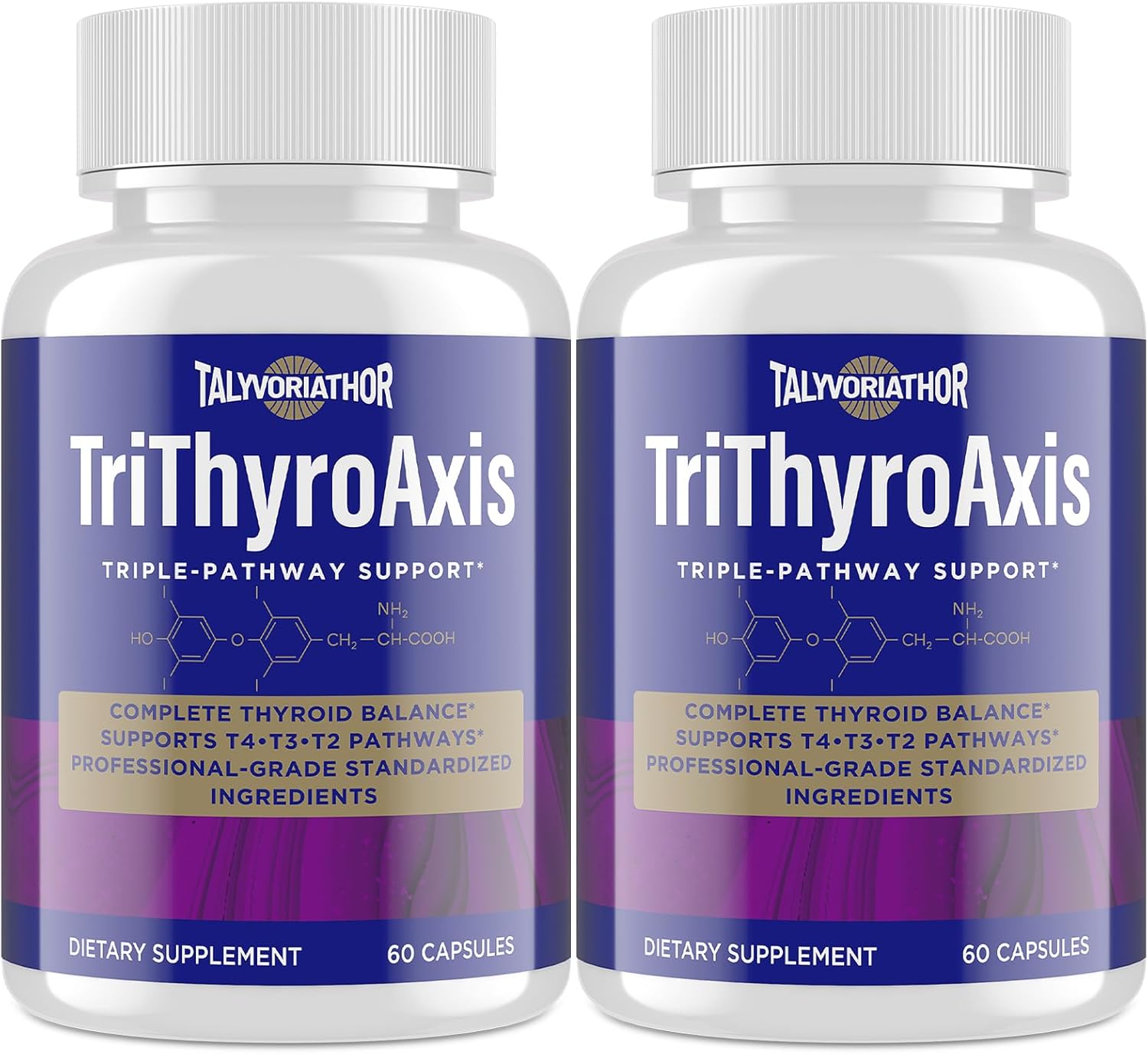 Thyroid Support Supplement for Women & Men – Professional T4, T3, T2 Triple-Pathway – Metabolism & Energy – with L-Tyrosine, Selenium, Ashwagandha – Standardized Herbs – 60 Capsules (2 Bottle)
