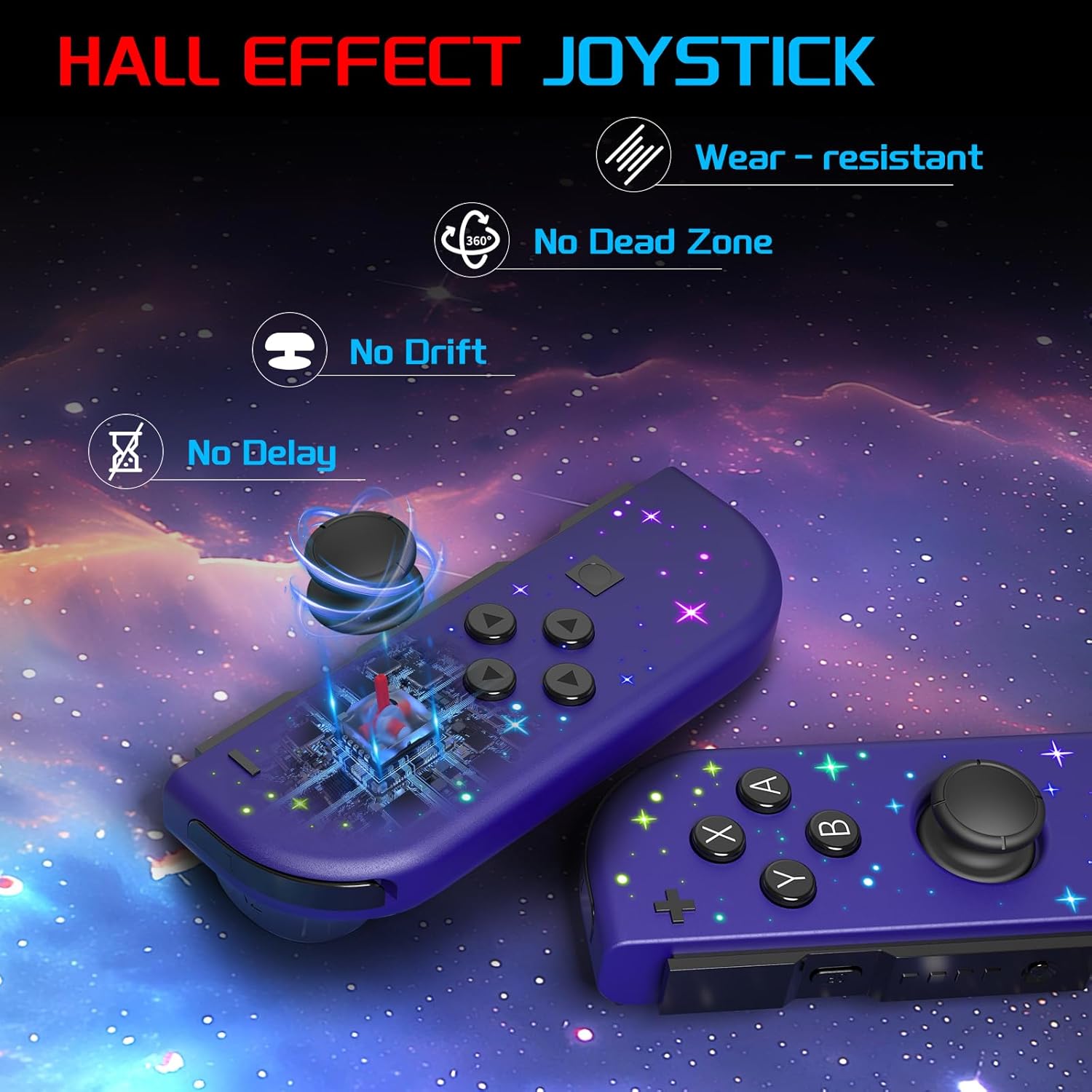 KONGEA Replacement for Switch Controllers,Left and Right Gamepad Compatible with Nintendo Switch/OLED/Lite,with 6-Axis Gyro,Wake-up,Vibration and Joystick
