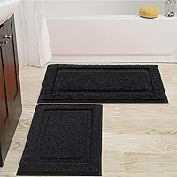 Vista 35 de SHACOS Juego de 2 alfombras de baño suaves y esponjosas de color blanco de 16 x 24 + 20 x 32 pulgadas, alfombras de baño antideslizantes y lavables