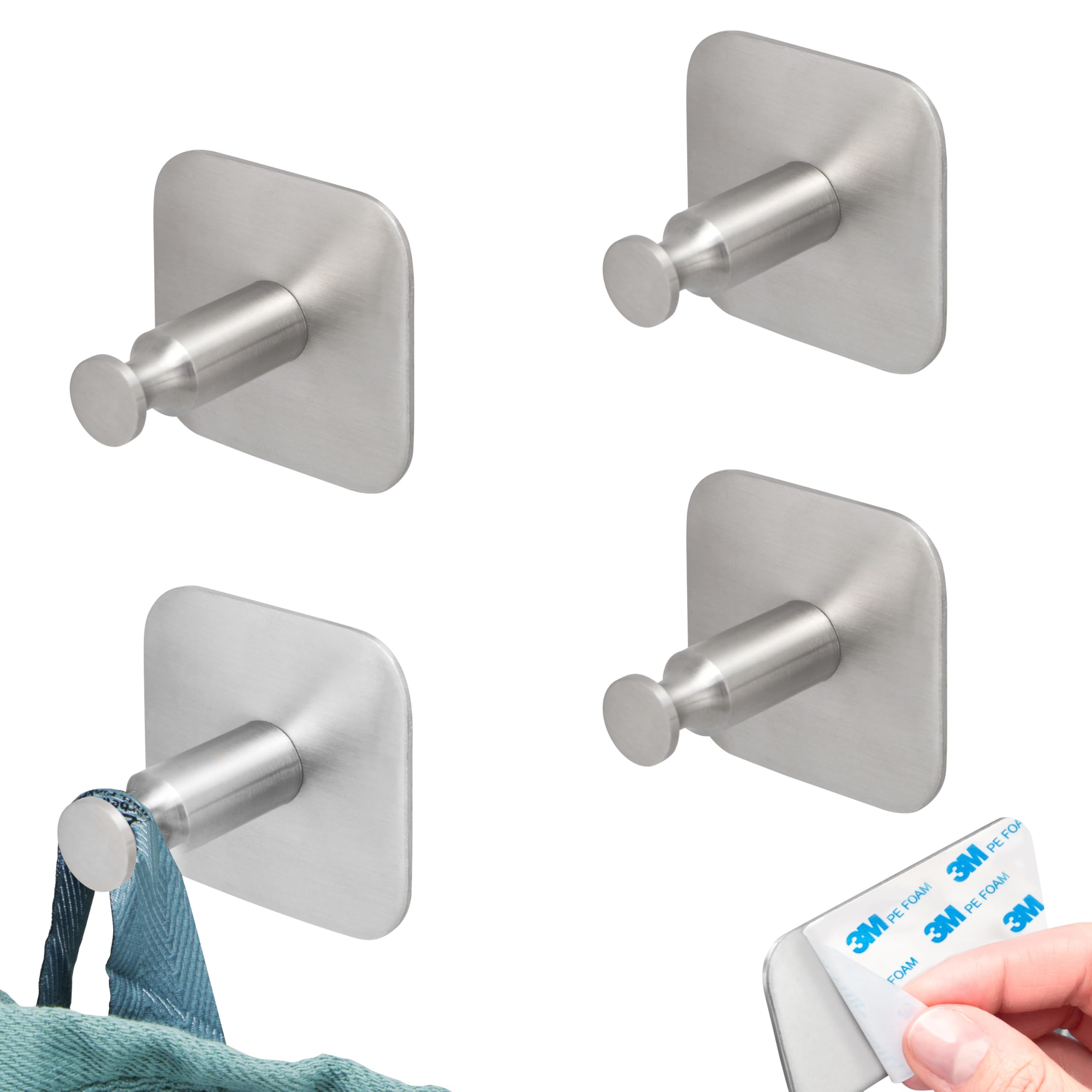 Bremermann Serie Piazza - Ganci Multifunzione Per Asciugamani E Accessori Bagno, In Acciaio Inox 18/10 Satinato, Dimensioni Ø 5,8 X 5,5 Cm, Con Viti E Tasselli - 2