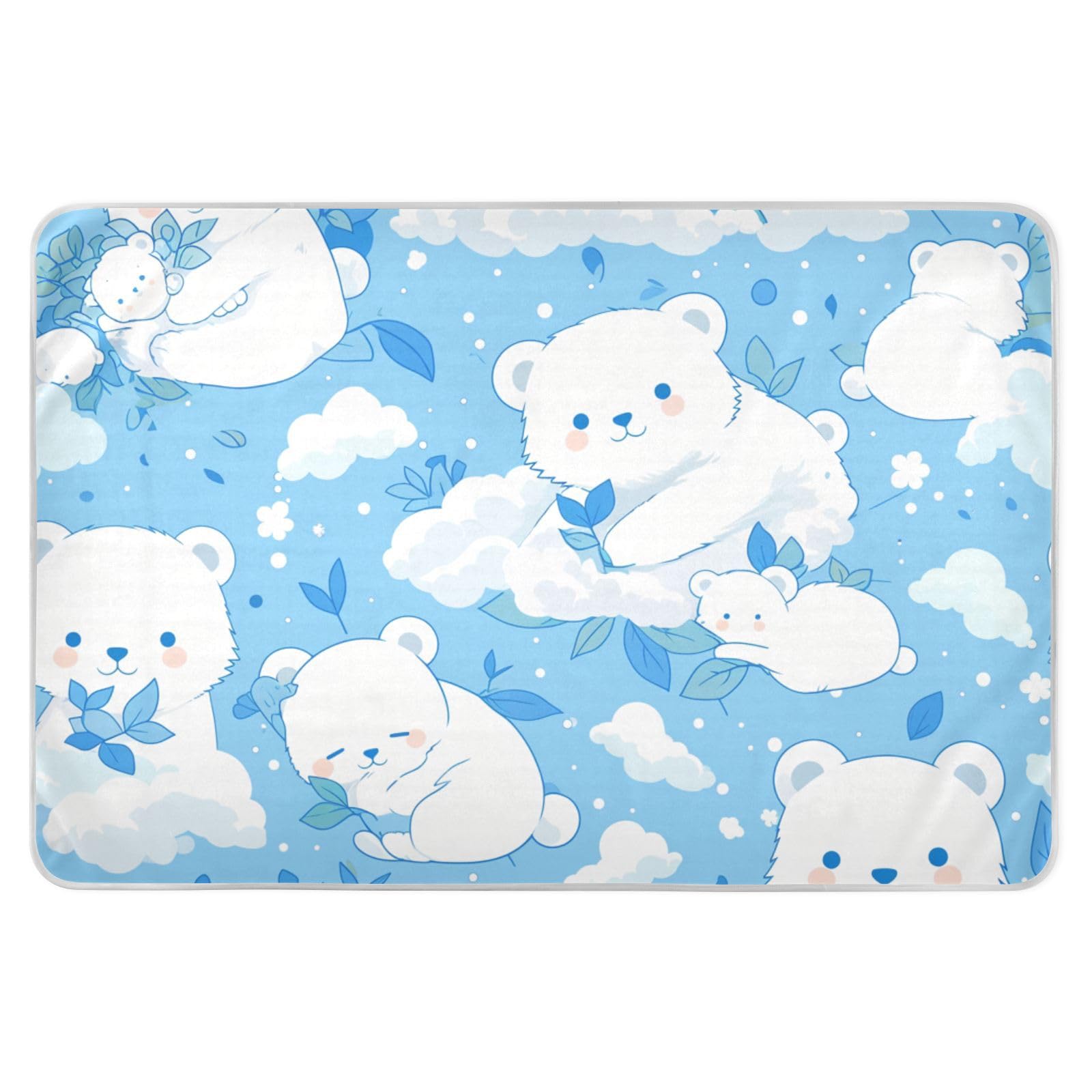 Cartoon Binturong Sky Blue Toddler Mattress Pads Soft Absorbent Mattress Pad Skin-Friendly Pad Liner for Kids Bedwetting , 52