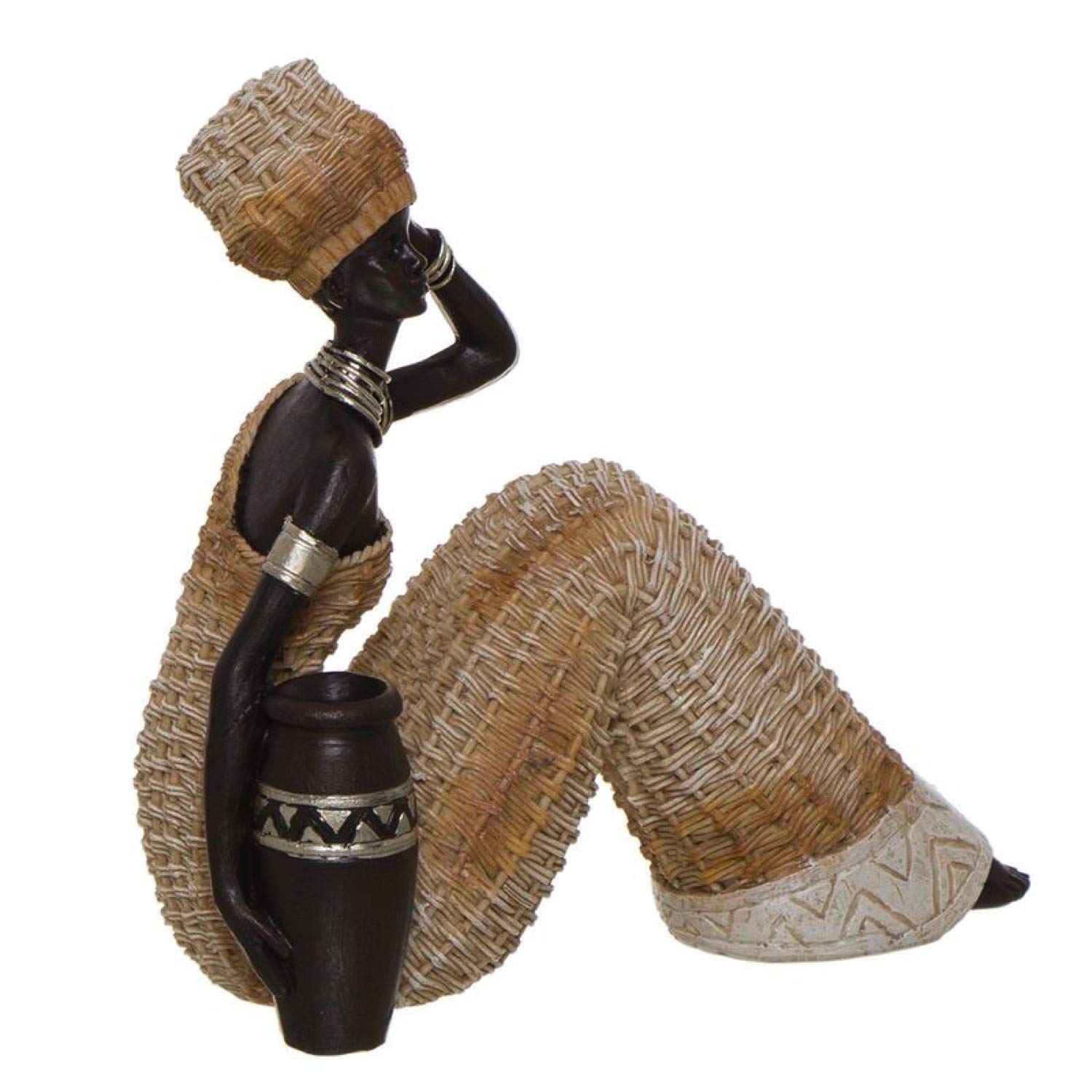 Figurine femme africaine en résine de 20 cm - Verre Cadeaux déco