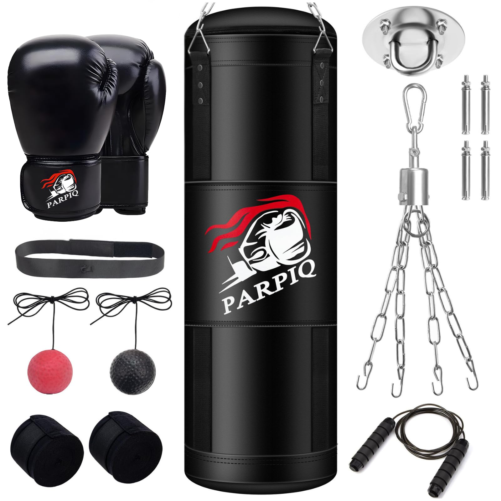 4FT Hanging Punching Bag for Adults, New Upgrade Heavy Unfilled PU Boxing Bag Set with 12oz Boxing Gloves, Punch Bag for MMA Karate Kickboxing Muay Thai Training