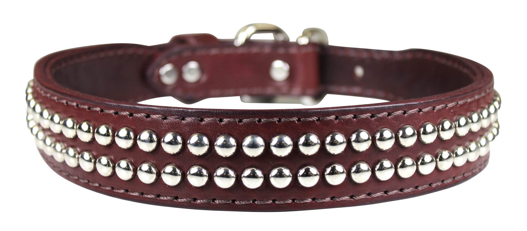 Collier pour chien Omni Pet cuir Latigo bordeaux clouté 25 pouces