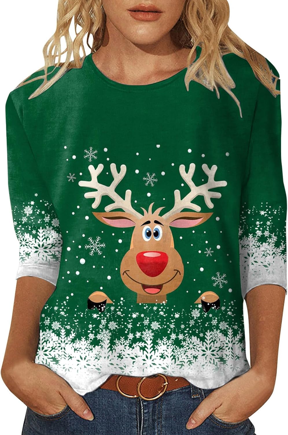 HUIFUAO Kerst Sweatshirts voor Vrouwen Vrouwen Kerst Trui Sweatshirt Lange Mouw Dames Winter Tops Kerst Trui Vrouwen, Wit, XL