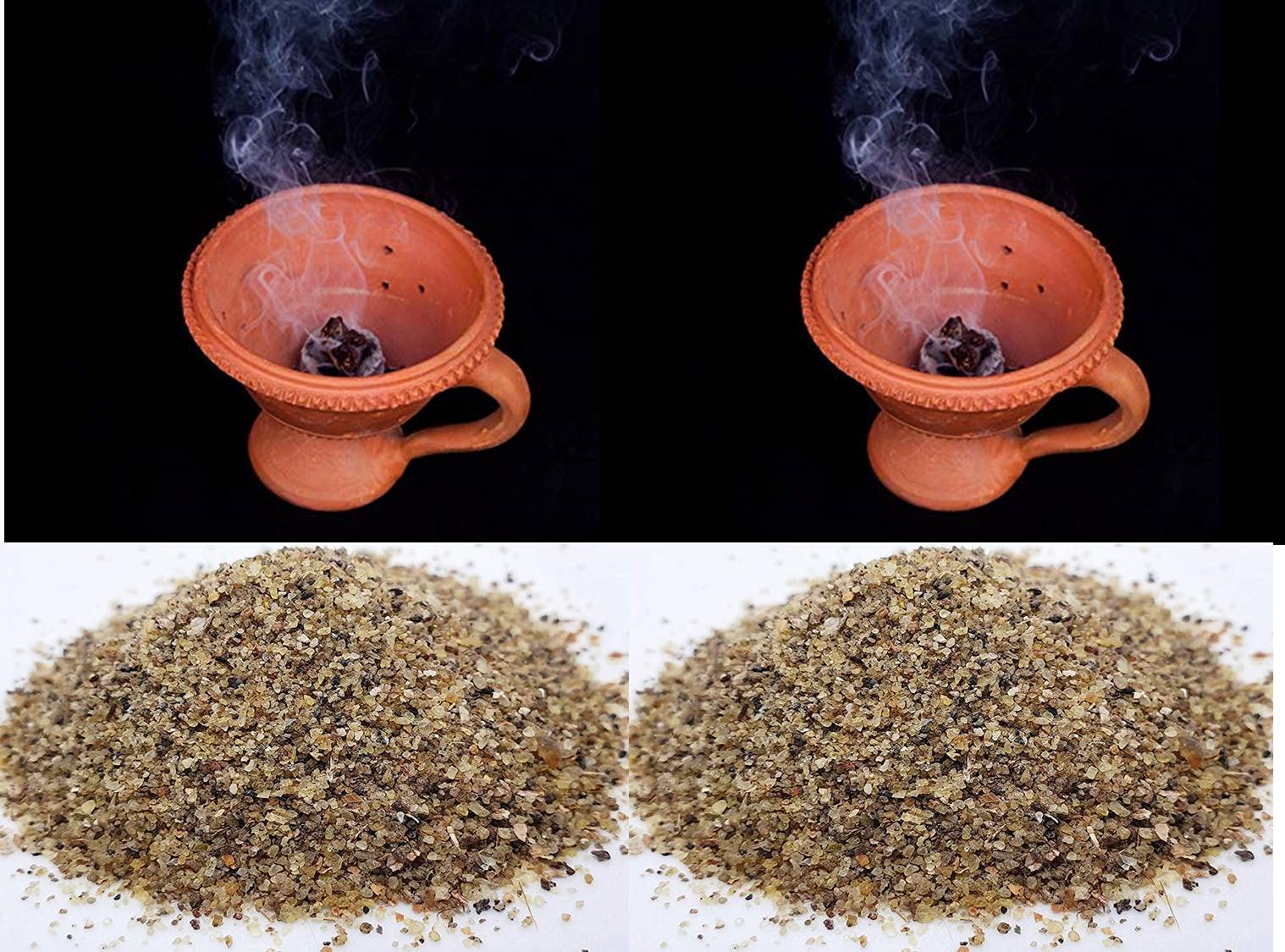 The Craft Handmade Natural Clay/Terracotta Dhoop/Loban dani/Burner with Handle (M- Size Dhoop/Loban Dani) with Loban (2) Pack of 2