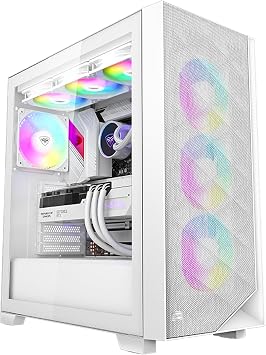 PCCOOLER CPS C3D510 High Airflow ATX PC Case Mid Tower Desktop Computer Gaming Superior Case for M-ATX/ITX & 3 ARGB Case Fans,360MM Radiator&390MM GPU Support,170mm Air Cooler WH
