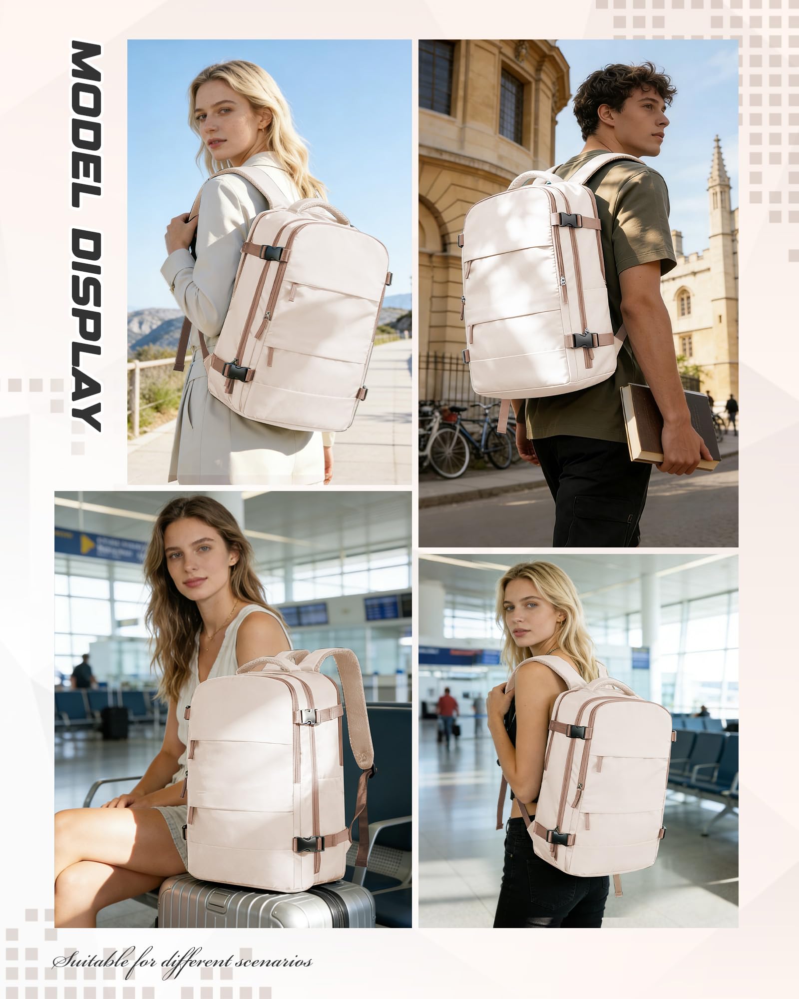 Plecak próżniowy z pompką,plecak podręczny 40x30x20 dla Ryanair,plecak podróżny,bagaż podręczny pod siedzeniem,torba weekendowa,plecak turystyczny,codzienny plecak,H02-Beżowy Brązowy