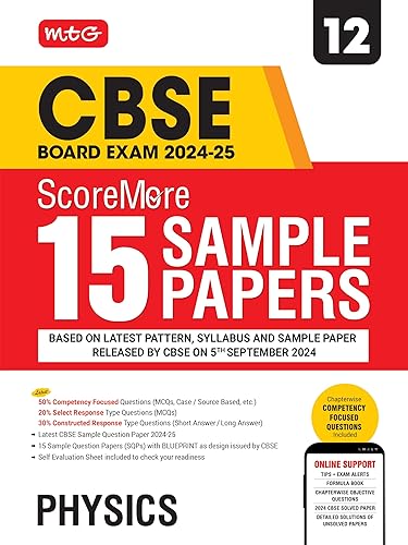 MTG CBSE Class 12 ScoreMore 15 Sample Papers Physics Book For 2025 Board Exam | Detailed Solutions of Each Chapter | Based on Latest CBSE Pattern &amp; Syllabus