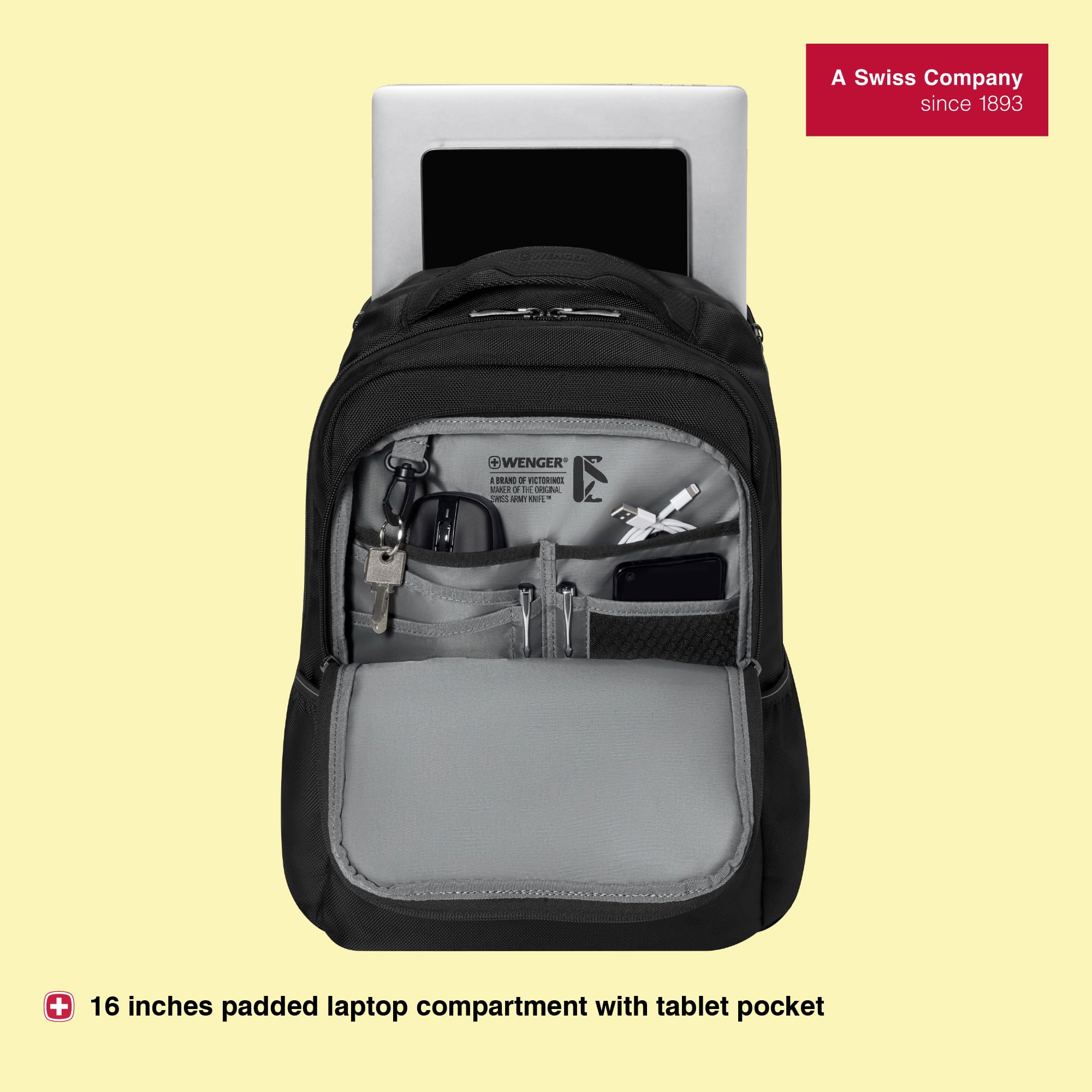 WENGER Laptop-Rucksack mit Tabletfach, Notebook, Tablet bis 10 Zoll, Organizer, Damen Herren, Büro Business-Reisen Uni