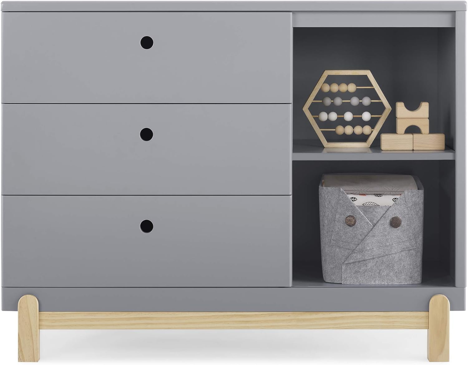 Delta Children Poppy 3 Drawer Dresser with Cubbies, Grey/Natural : Everything Else