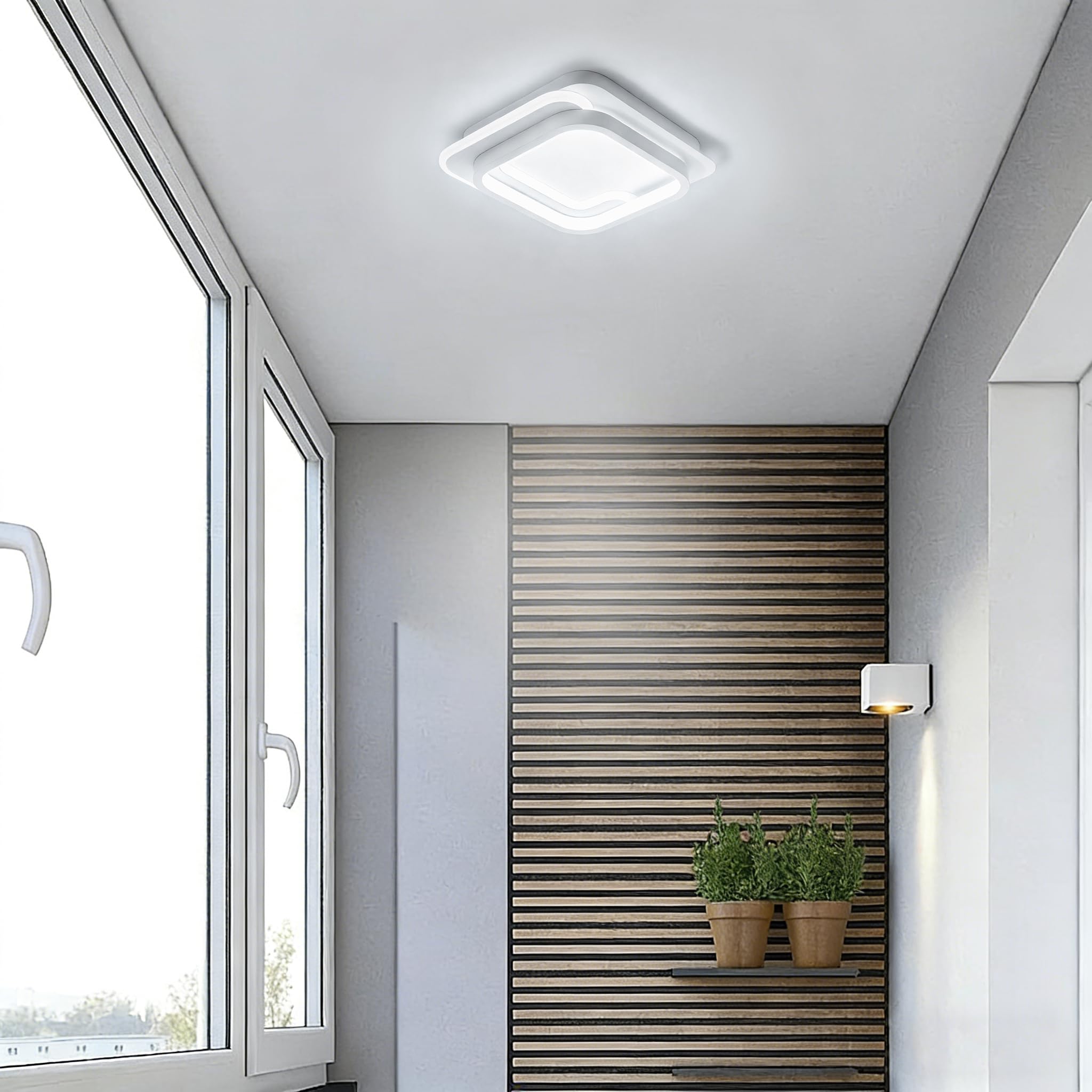 Plafon LED Techo cuadradas, IP44 Ø28cm Plafones para Techo Led Lampara, 31W lampara techo dormitorio 6000K Luz blanca fría, Ideal para cocina, pasillo, baño, sala