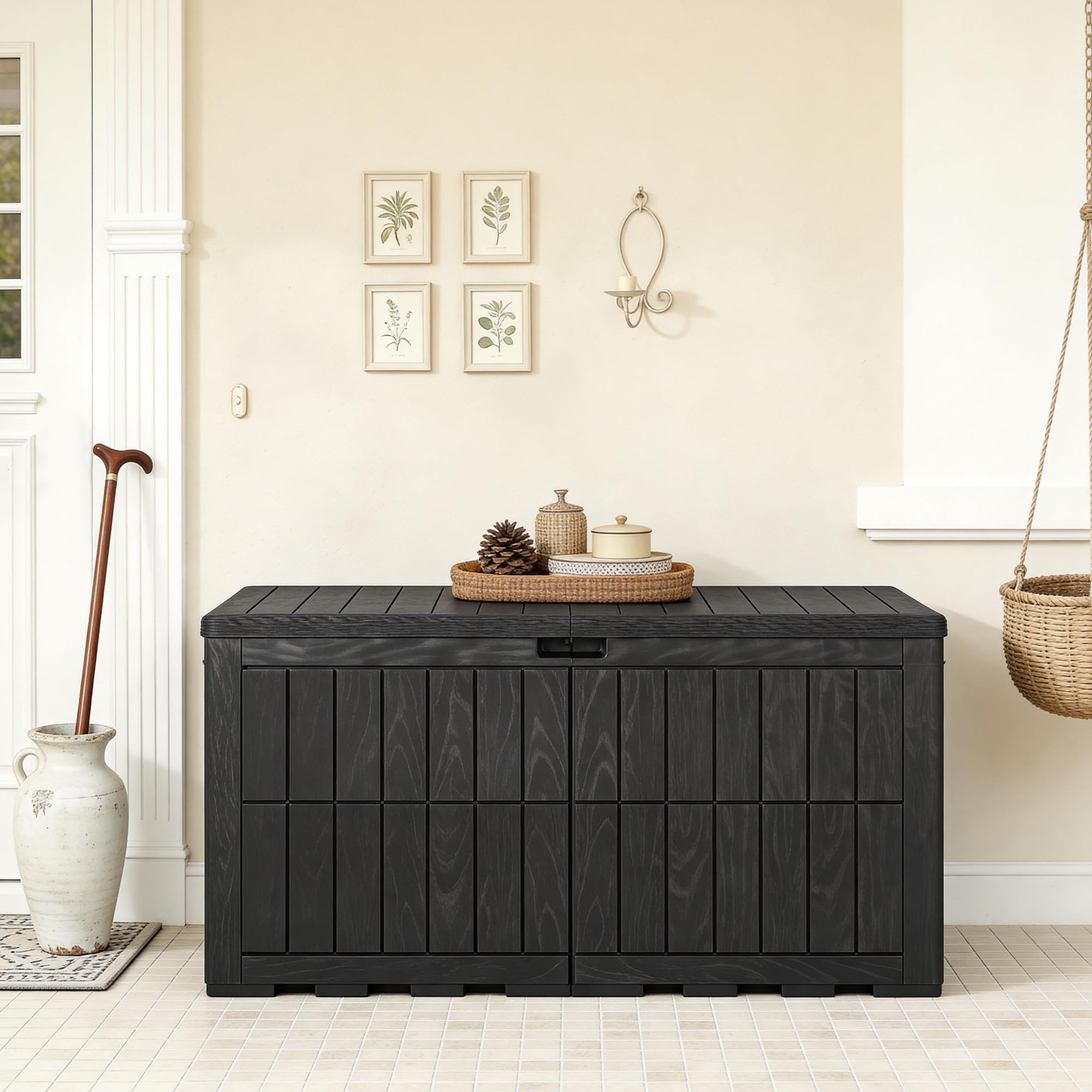 RELAX4LIFE Coffre de Jardin Boîte Extérieur en Résine (M | 455L,Noir)