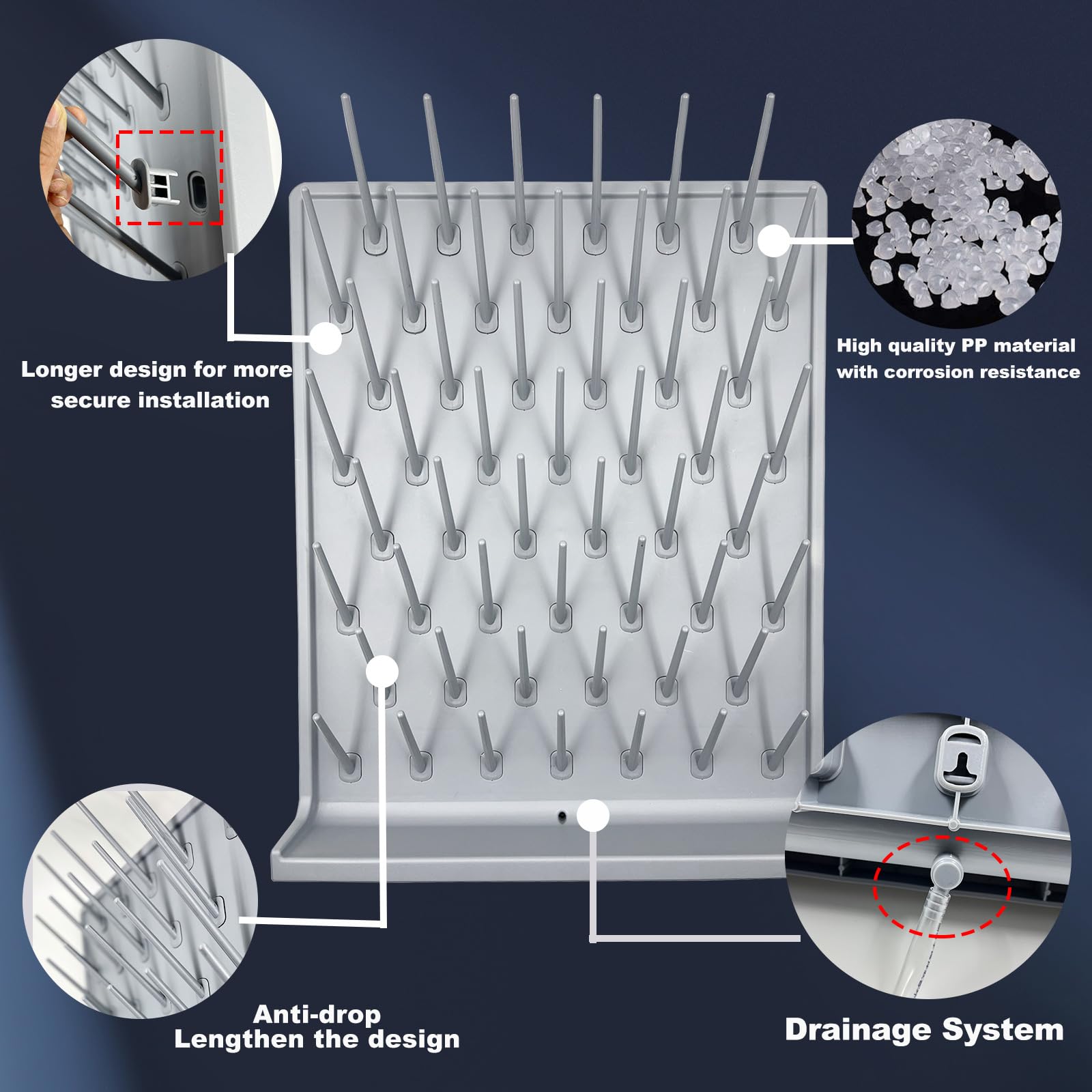 Laboratory Glassware Rack 52 Peg Lab Drying Rack - Wall Mount Glassware ...
